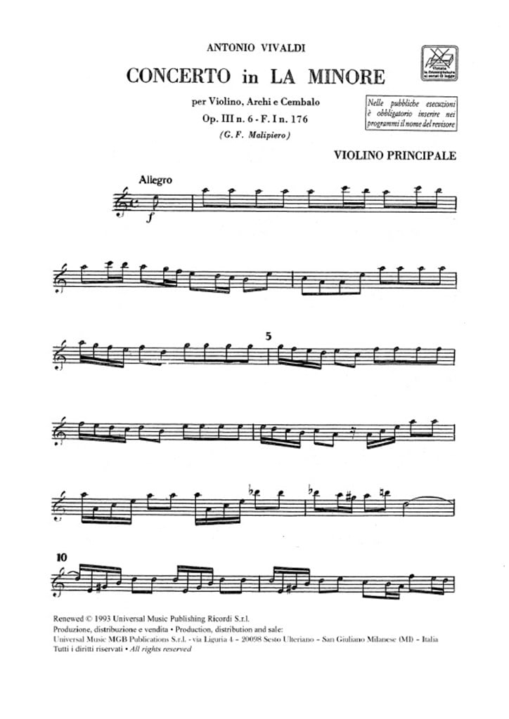 Concerti Per Vl. Archi E B.C.: